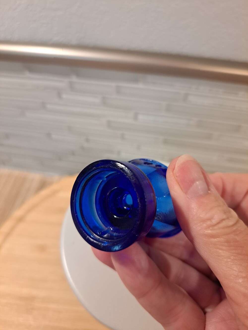 Vtg Cobalt Blue WYETH Eye Wash Cup, Apothecary Glass - Picture 2 of 5